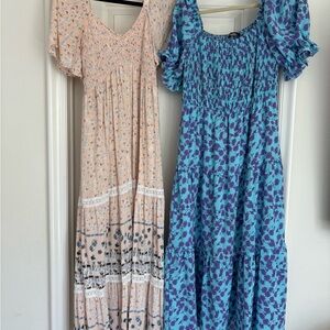 BUNDLE: Floral Maxi Dresses in Peach and Blue